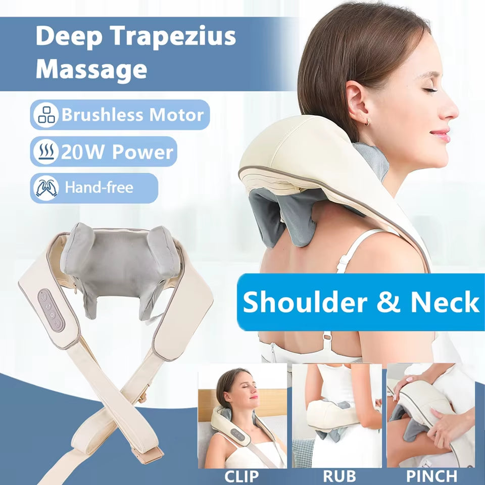 Hot New Multi-Functional Neck and Shoulder Massager U-Shaped Deep Tissue Shiatsu Electric Air Compress Kneading Back Massager