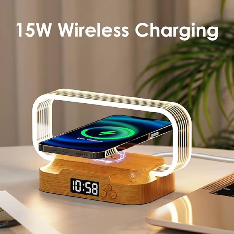 LED Night Light Wireless Charger Stand Table Desk Lamp Mobile Phone Holder Fast Charging Station Dock for Iphone Samsung Xiaomi