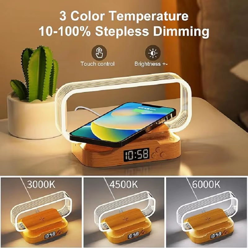 LED Night Light Wireless Charger Stand Table Desk Lamp Mobile Phone Holder Fast Charging Station Dock for Iphone Samsung Xiaomi