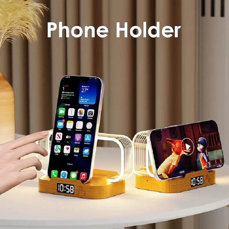 LED Night Light Wireless Charger Stand Table Desk Lamp Mobile Phone Holder Fast Charging Station Dock for Iphone Samsung Xiaomi