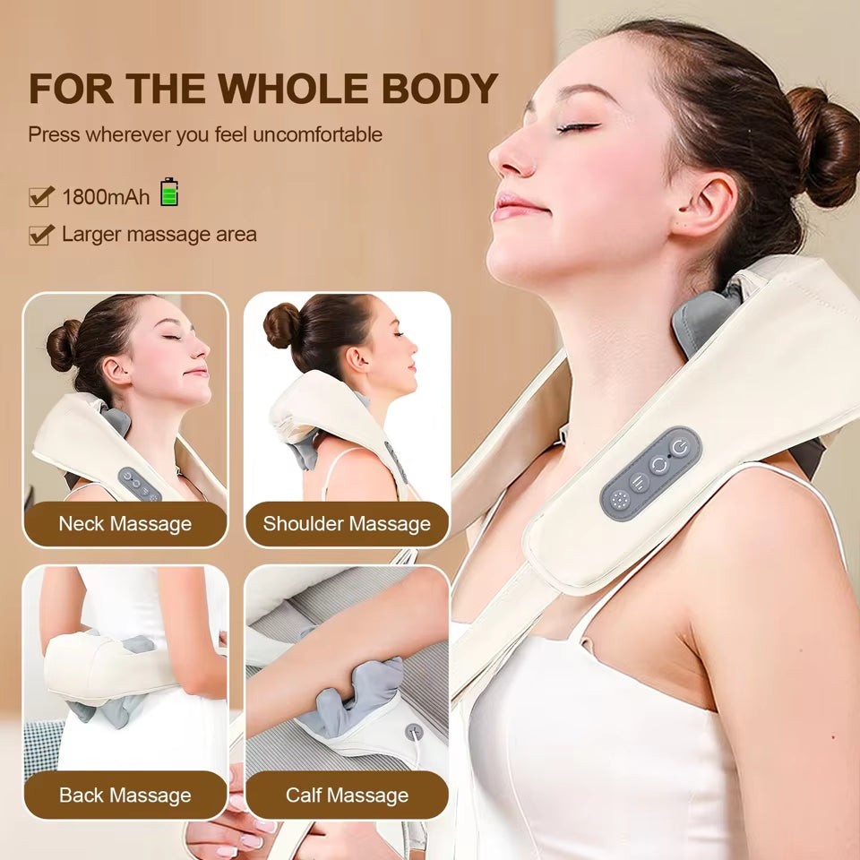 Hot New Multi-Functional Neck and Shoulder Massager U-Shaped Deep Tissue Shiatsu Electric Air Compress Kneading Back Massager