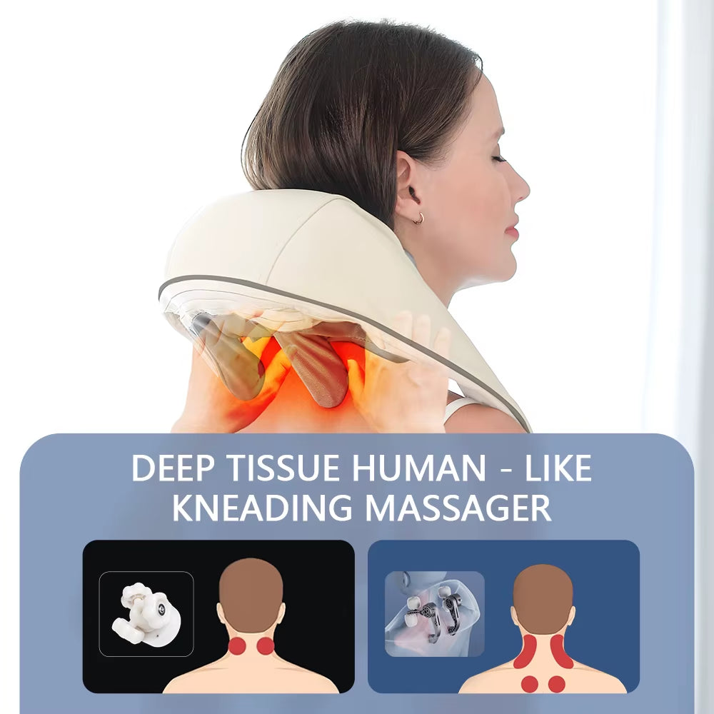 Hot New Multi-Functional Neck and Shoulder Massager U-Shaped Deep Tissue Shiatsu Electric Air Compress Kneading Back Massager